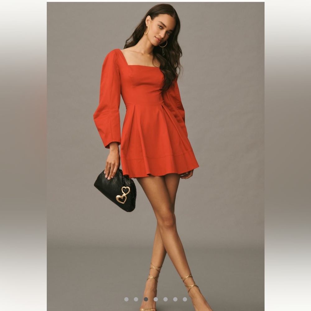 New!
Anthropologie Square-Neck Pleated Mini Dress